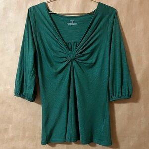 Patagonia | 3/4 Sleeve Knotty Top Popover Organic Cotton Tencel Green Size XS